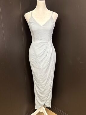 Showpo Pale Blue Spaghetti Strap V-Neck Maxi Dress